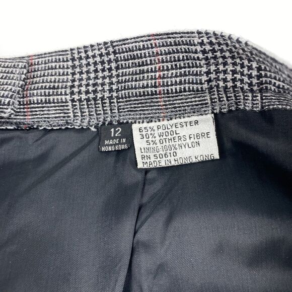 La Suit Petite Skirt Set Womens Sz 12 Black Red Plaid Wool Blend 80s VTG 2pc - Picture 12 of 15